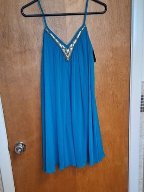 Express Bright Blue Textured Slip Dress with Tag